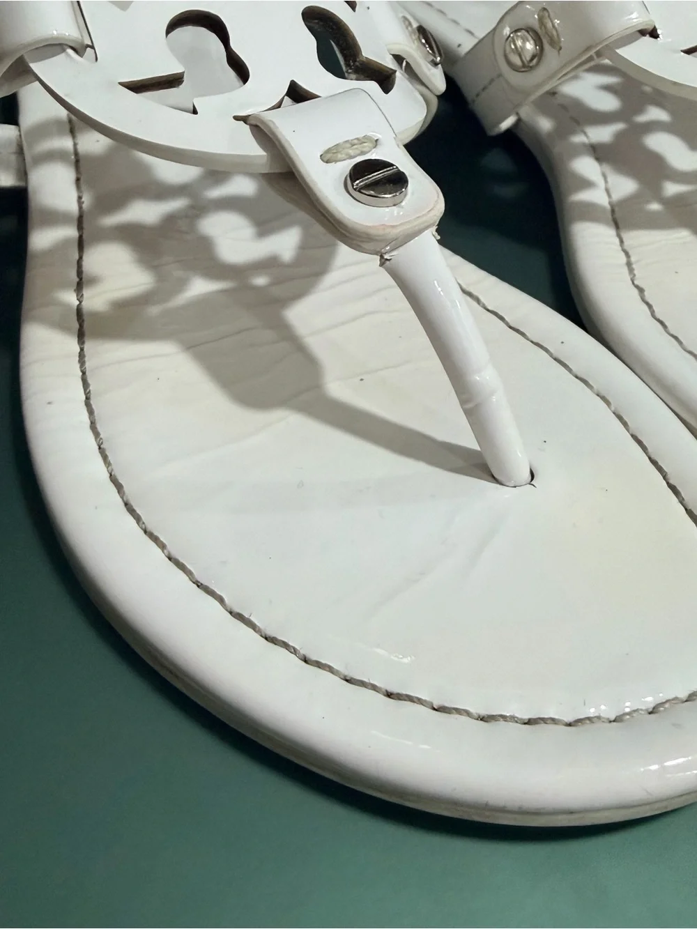 Tory Burch White Miller Logo Thong Sandals size 7.5